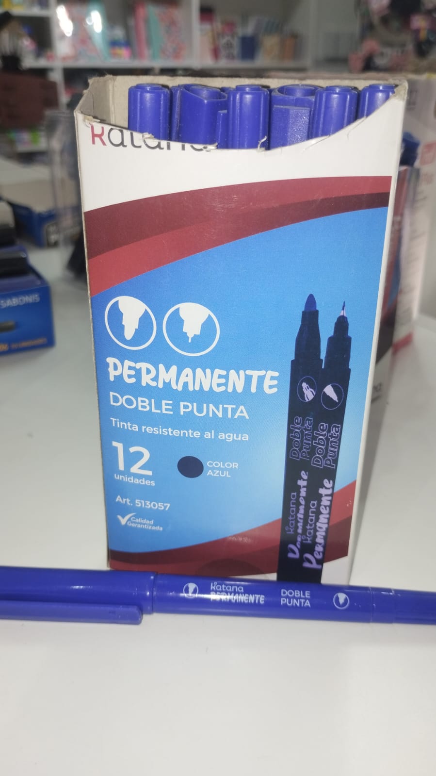 Marcador doble punta Katana azul