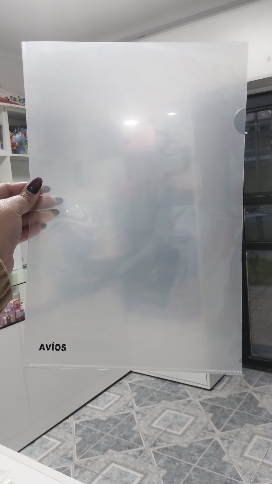 Carpeta en L oficio transparente