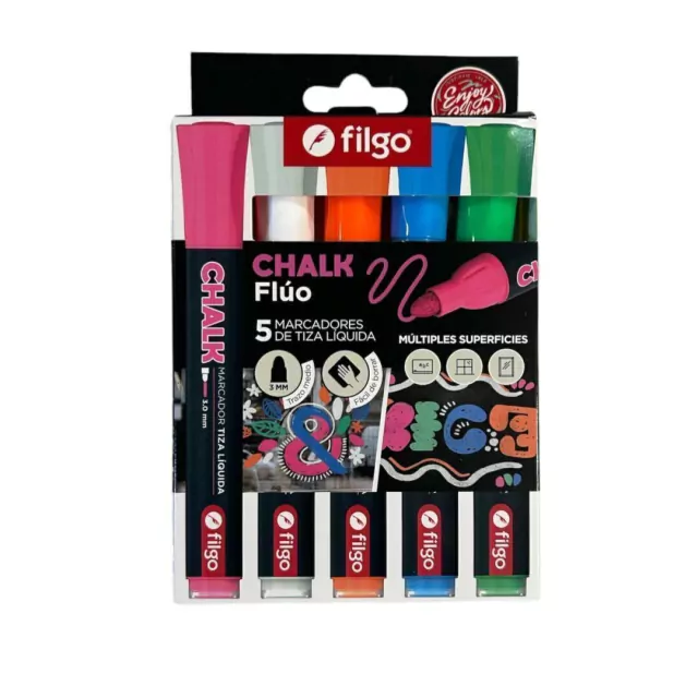 Marcador de tiza líquida x 5 Filgo